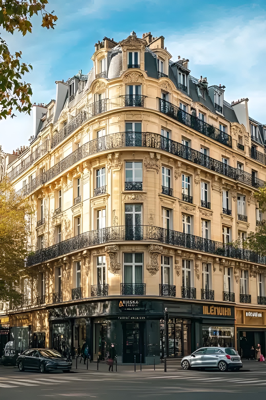 Rénovation complète appartement Haussmannien Paris 7ème — salon avec moulures restaurées et parquet Versailles par MG Patrimoine